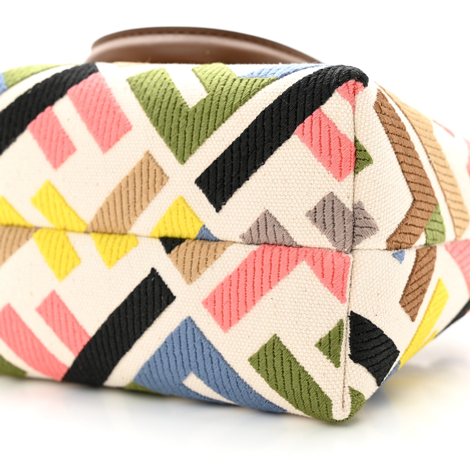 Fendi Canvas Vitello FF Multicolor Embroidered Mini By The Way Top Handle Boston Bag Multicolor 10 of 10