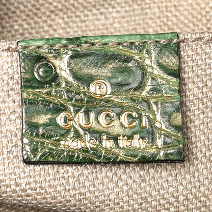 Gucci Velvet Monogram Crocodile Tom Ford Jeweled Dragon Shoulder Bag Green Beige 6 of 10