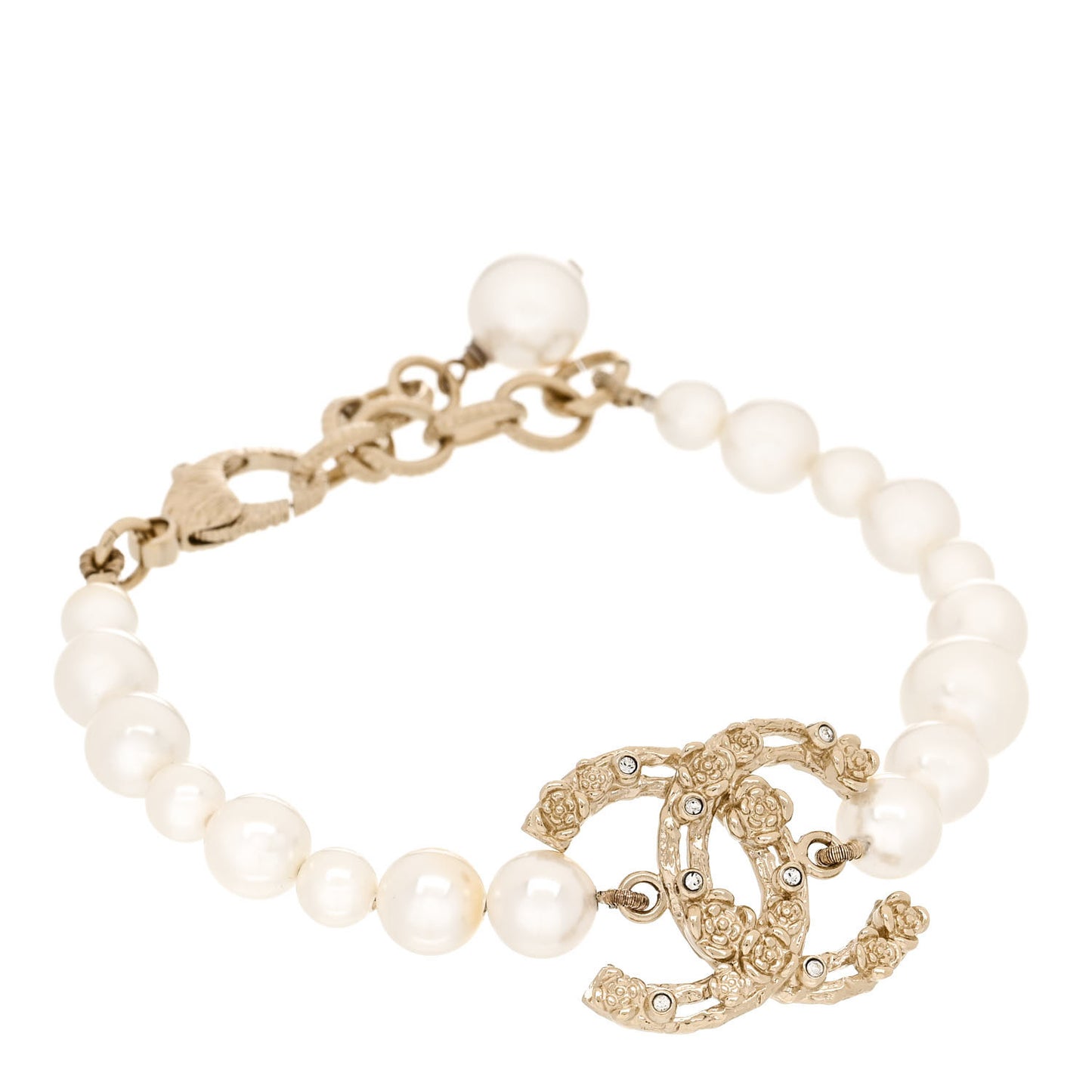 Pearl Crystal CC Camellia Bracelet Gold
