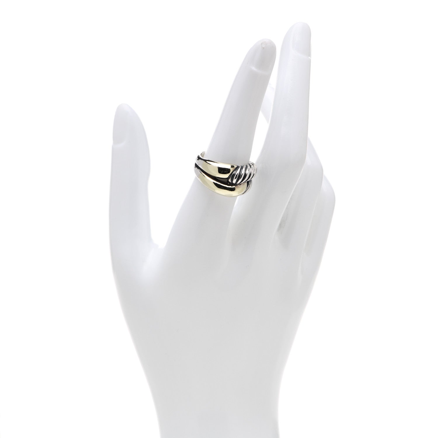 David Yurman Sterling Silver 18K Yellow Gold Single Loop Labyrinth Ring 56 7.5 2 of 4