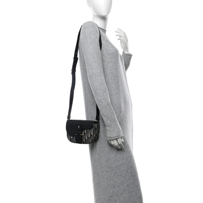 Christian Dior Grained Calfskin Oblique Mini Saddle Messenger Bag With Flap Beige Black 2 of 11