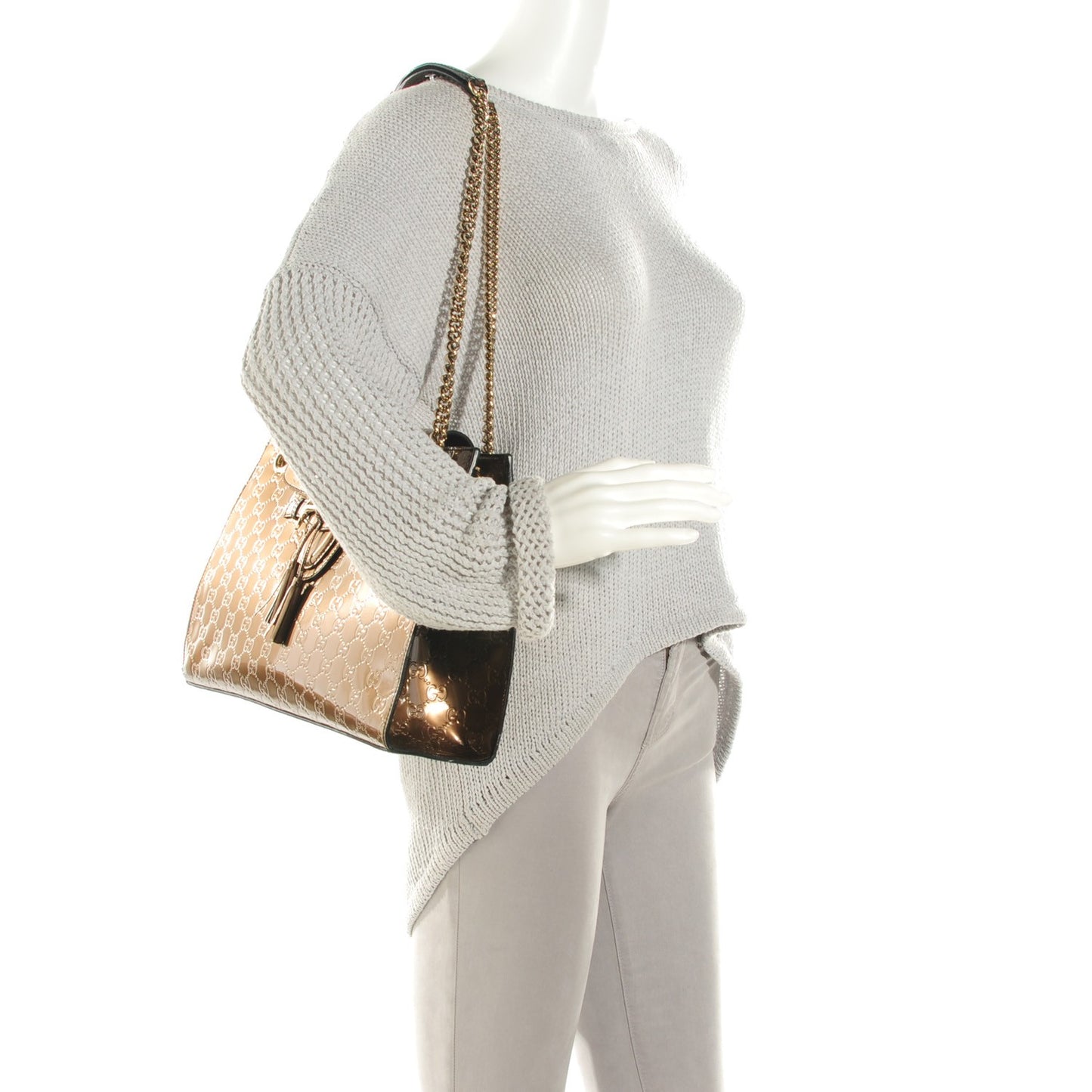 Shine Guccissima Large Emily Chain Shoulder Bag Acero