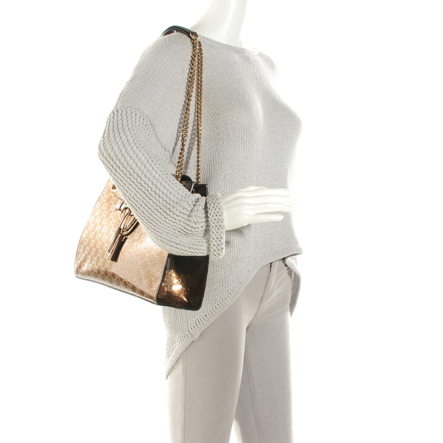 Gucci Shine Guccissima Large Emily Chain Shoulder Bag Acero 2 of 8