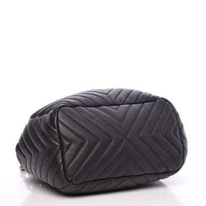 Chanel Deerskin Chevron Small CC Chain Bucket Bag Black 4 of 7