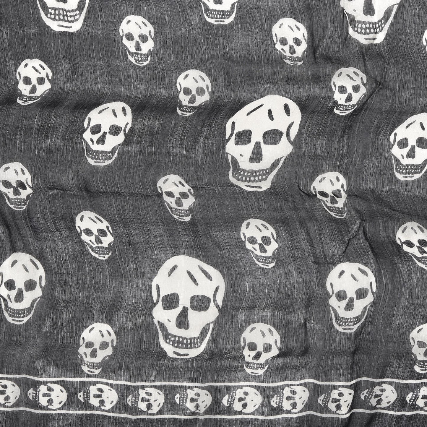 Modal Silk Skull Scarf Black White