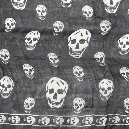 Alexander McQueen Modal Silk Skull Scarf Black White 3 of 6