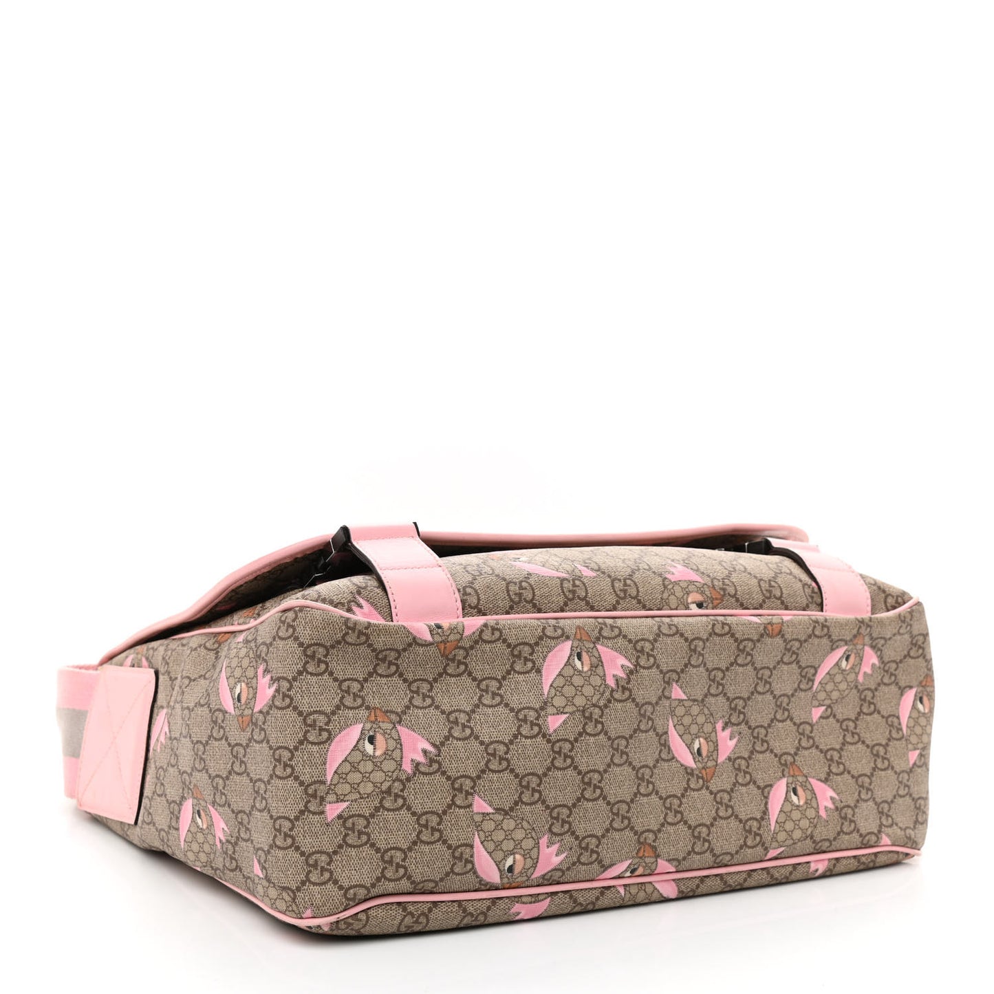 GG Supreme Monogram Zoo Birds Messenger Print Diaper Bag Pink