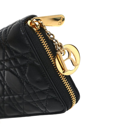 Christian Dior Lambskin Cannage Lady Dior Zip Wallet Black 13 of 13