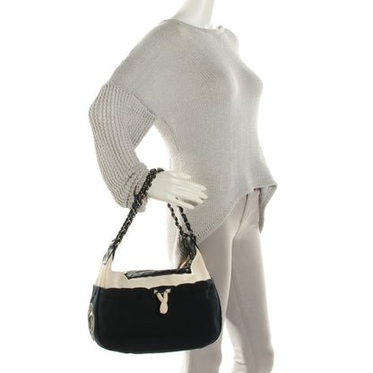 Chanel Canvas Calfskin CC Handbag Black White 2 of 7