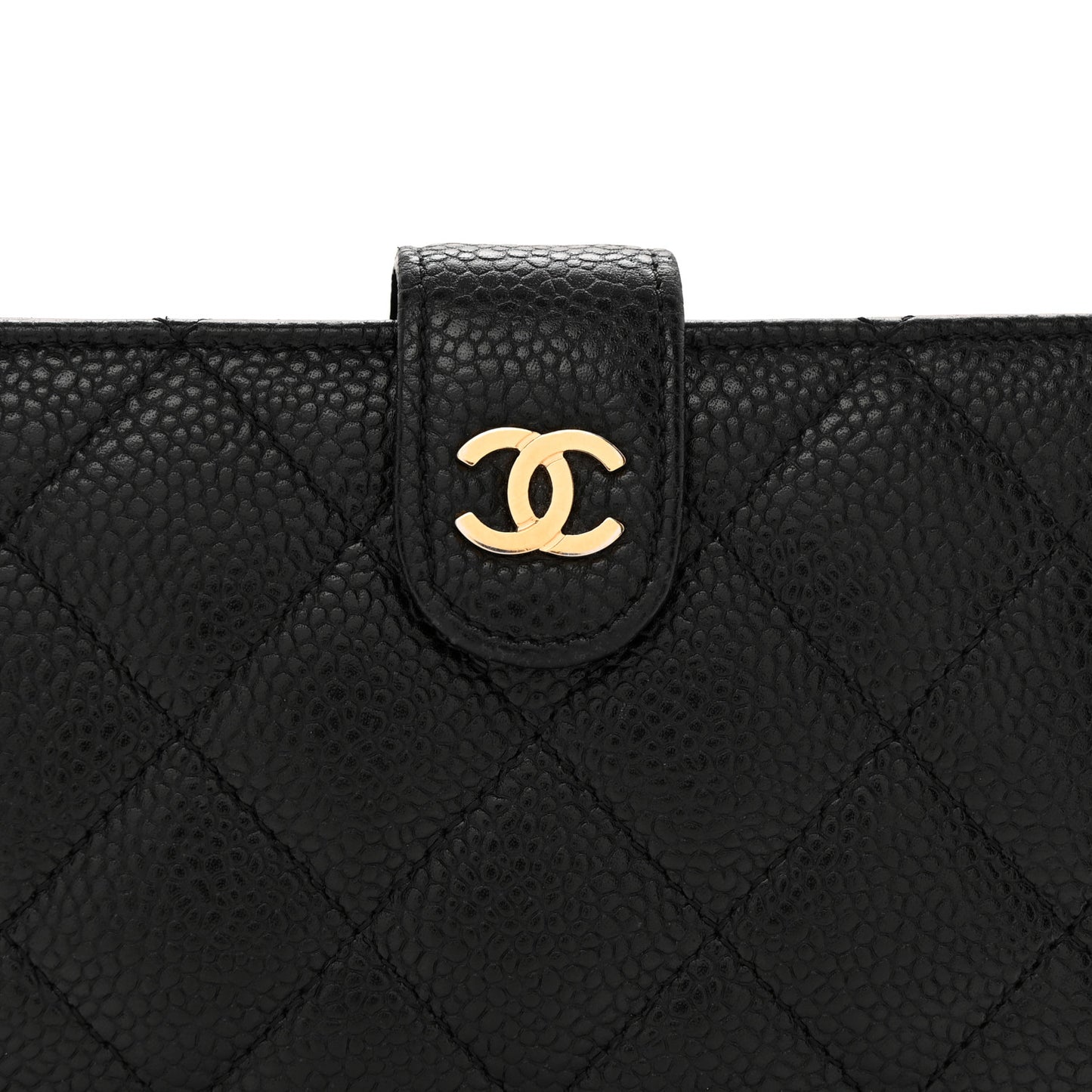 Caviar Quilted Zipped Pocket Wallet Black