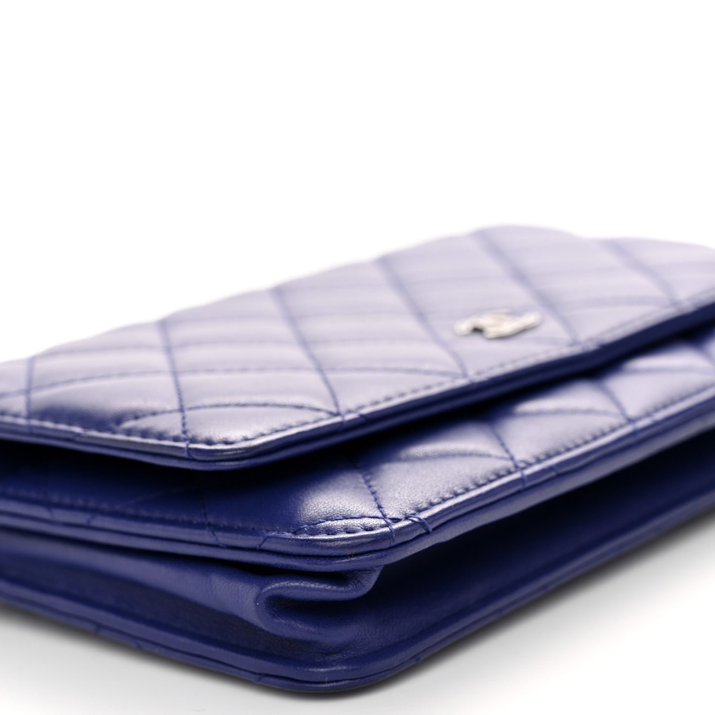 Lambskin Quilted Wallet On Chain WOC Blue Blue