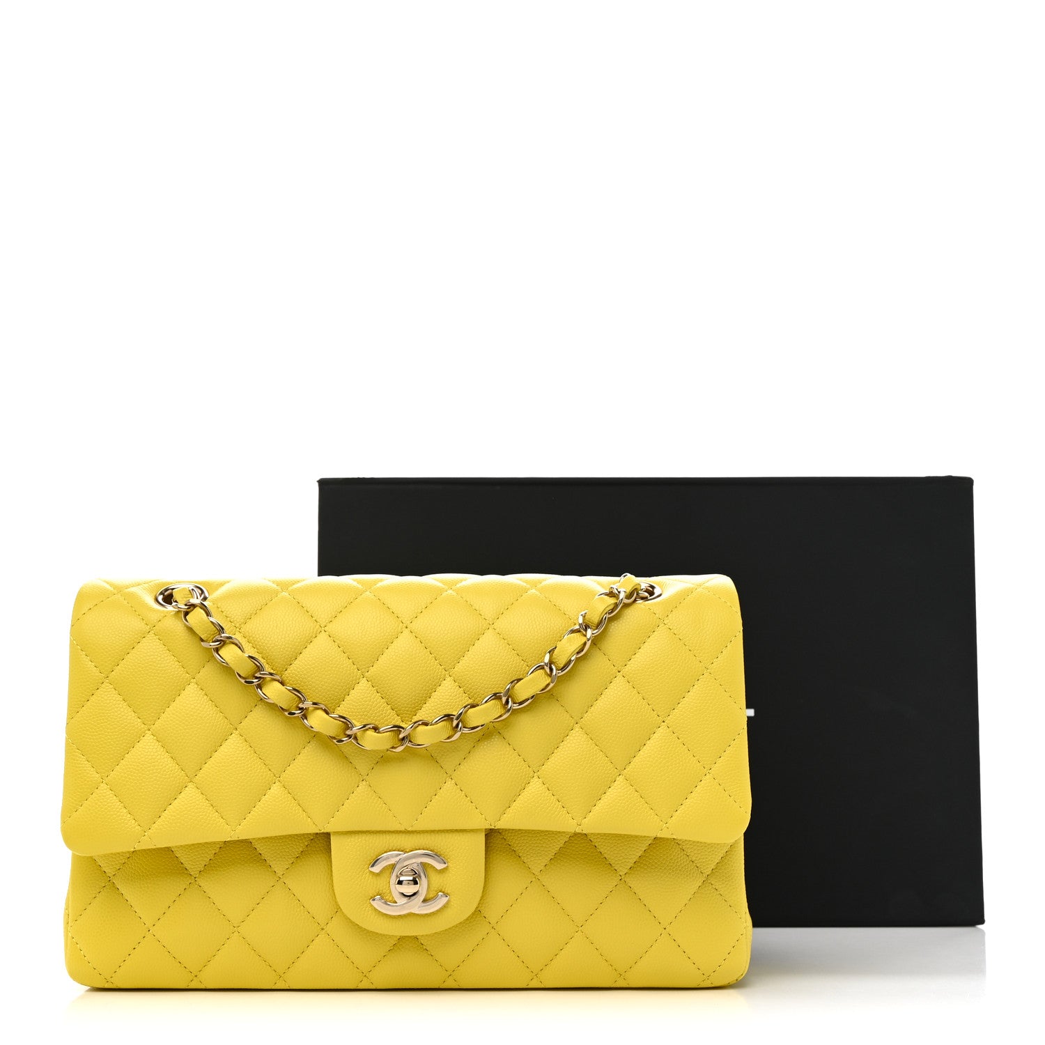 Chanel Caviar Quilted Medium Double Flap Yellow 11 of 11