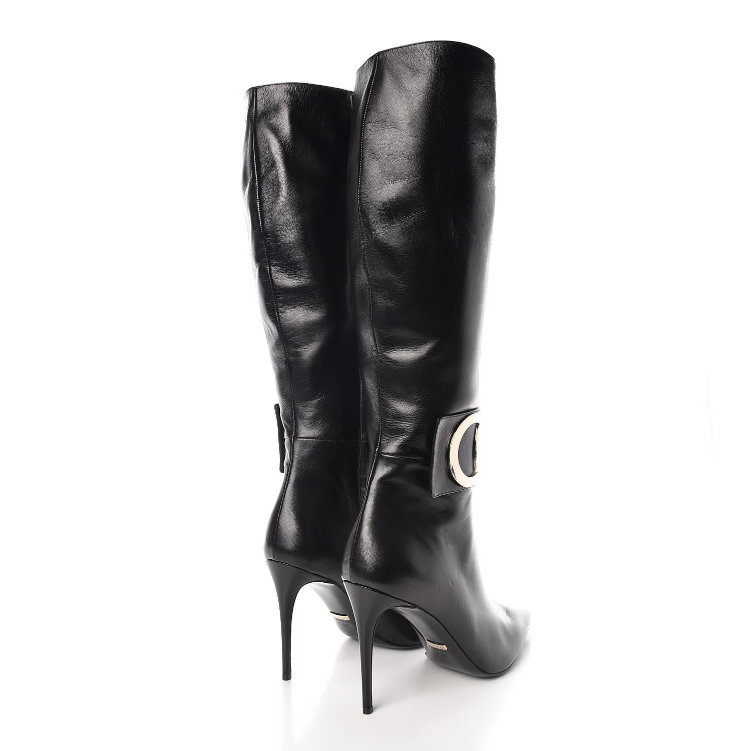 Gucci Calfskin Horsebit High Boots 40 Black 4 of 9