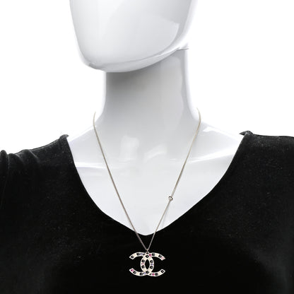 Chanel Crystal Enamel CC Pendant Necklace Gold Multicolor 2 of 6