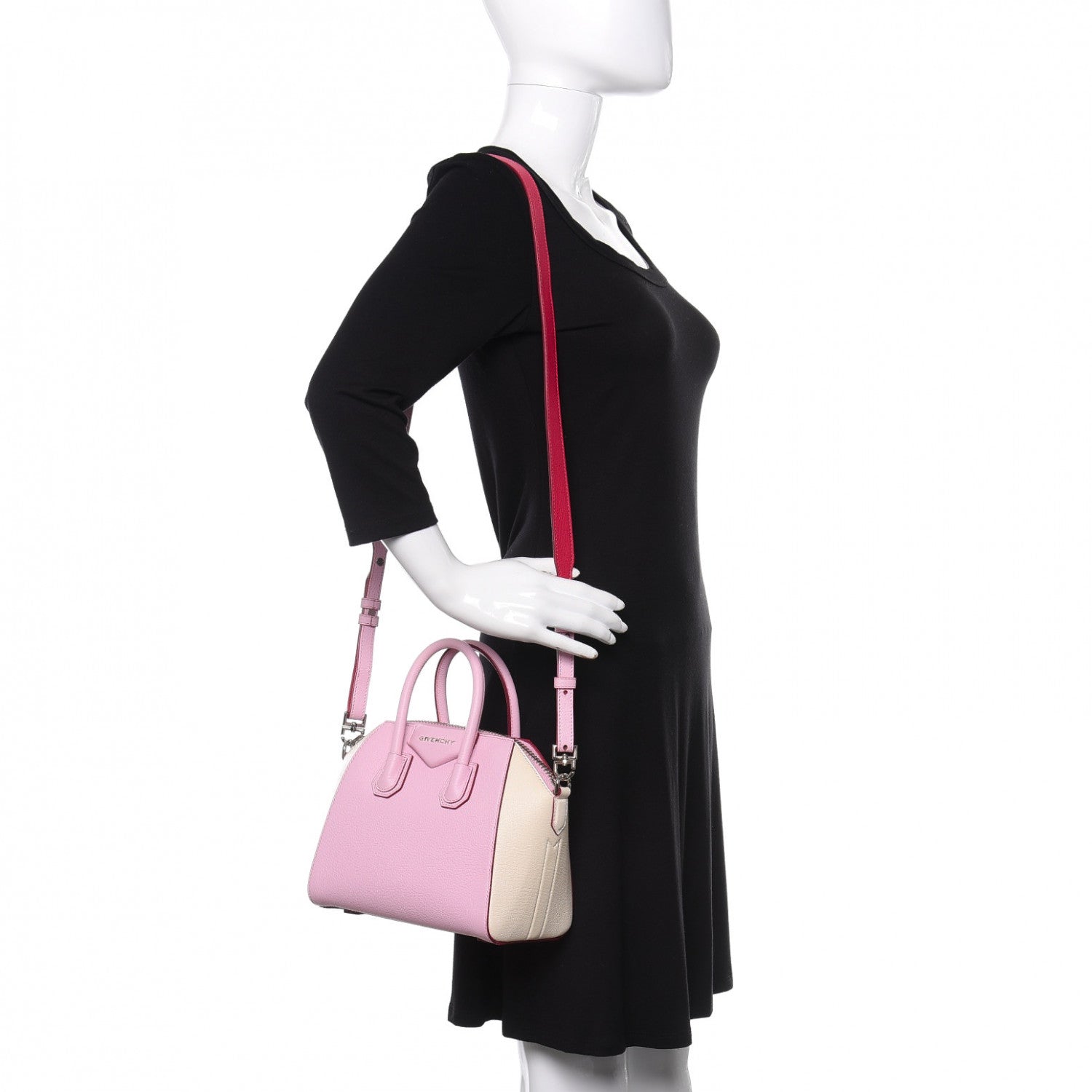 Givenchy Sugar Goatskin Mini Tri-Color Antigona Bright Pink White Fuchsia 2 of 9