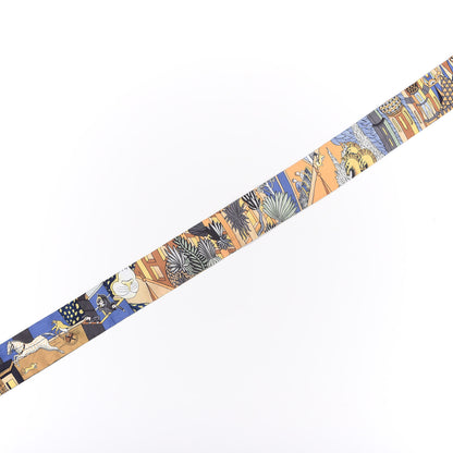 Hermes Silk Animapolis Twilly Ocre Bleu Vert 3 of 4