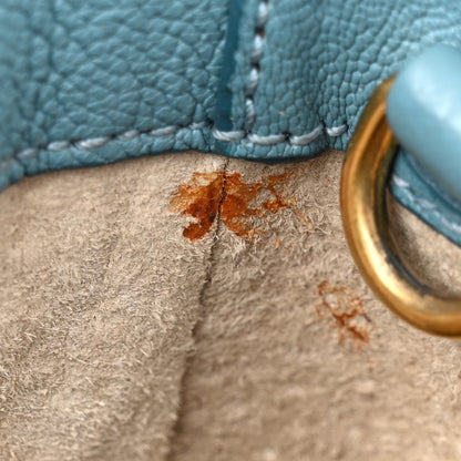 Miu Miu Goatskin Madras Shopping Tote Azzurro 12 of 17
