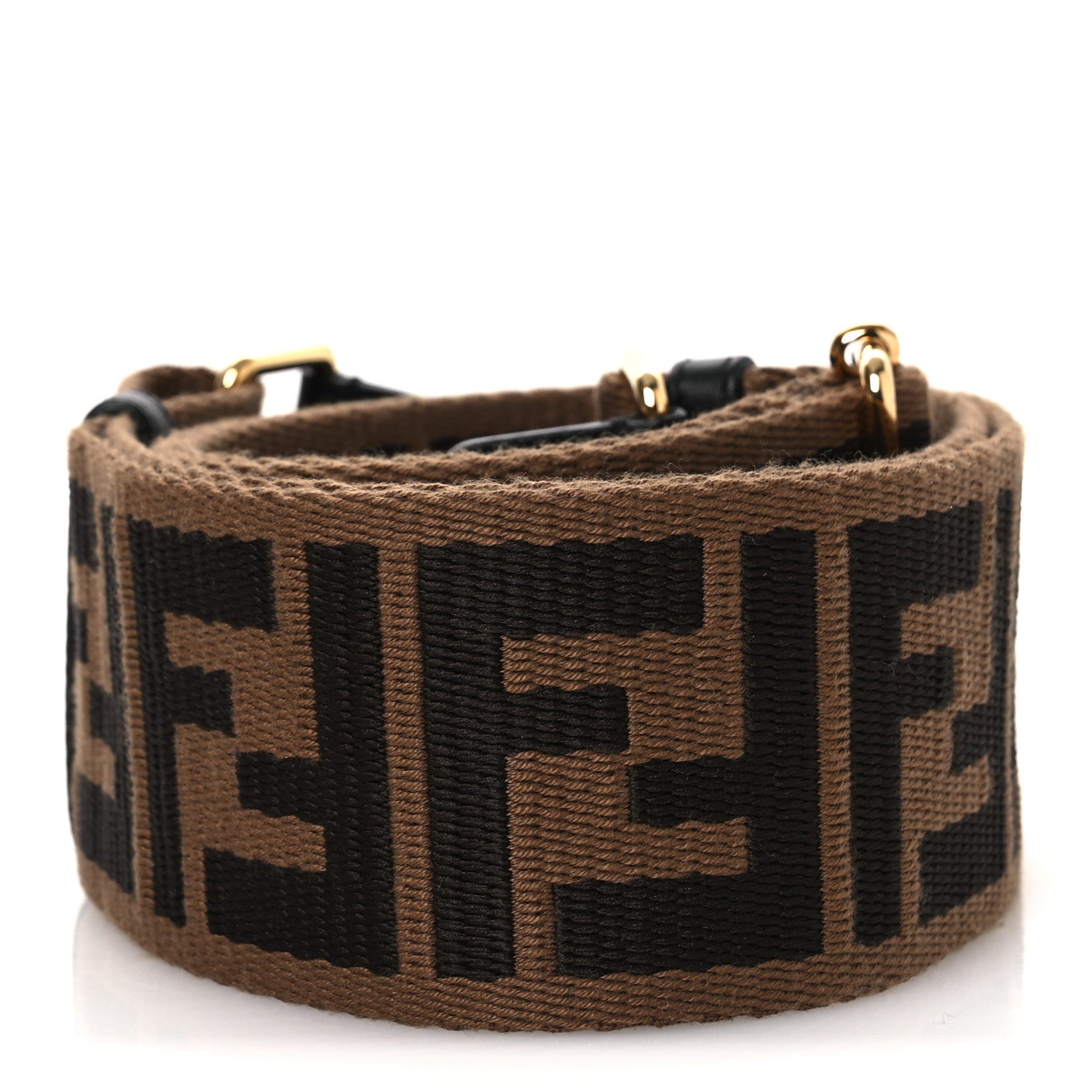 Fendi Ribbon Vitello Century FF 1974 Strap You Marrone Black 2 of 5