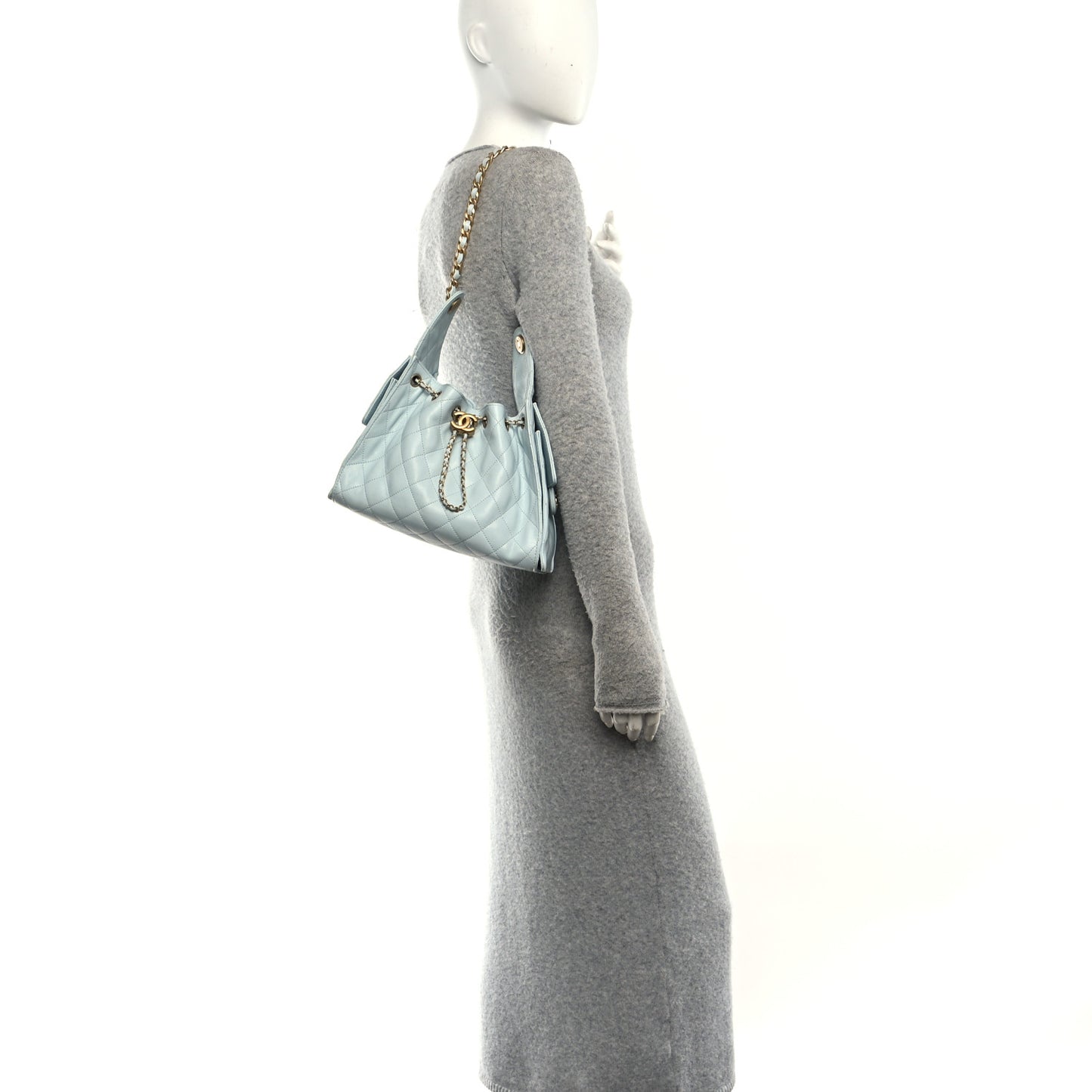 Caviar Quilted Small Chanel 25 Handbag Light Blue