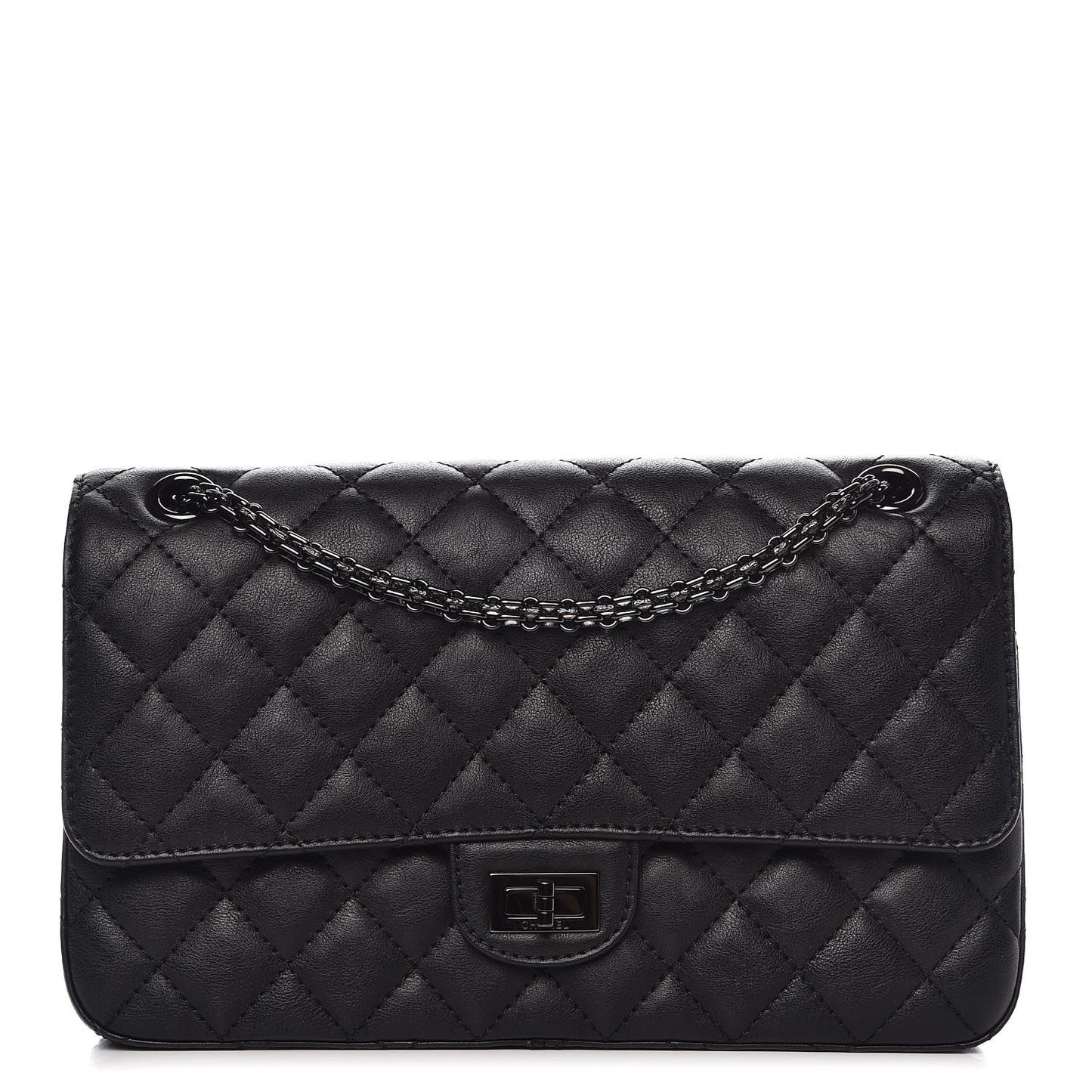 Crumpled Calfskin Quilted 2.55 Reissue 226 Flap So Black