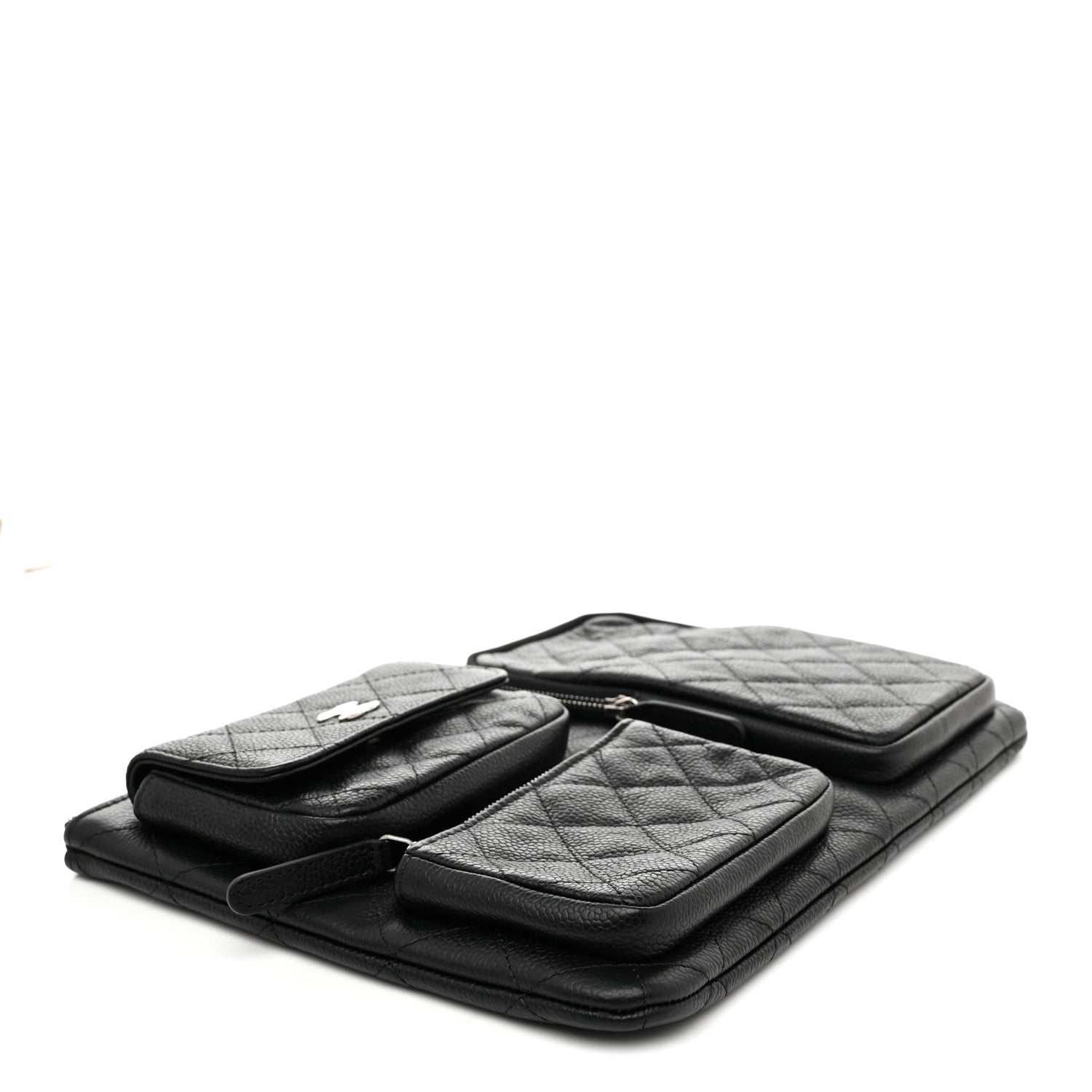 Chanel Caviar Quilted Zipped Multi Pouch Black 4 of 8
