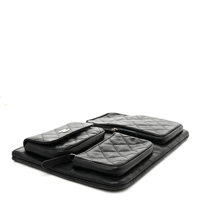 Chanel Caviar Quilted Zipped Multi Pouch Black 4 of 8