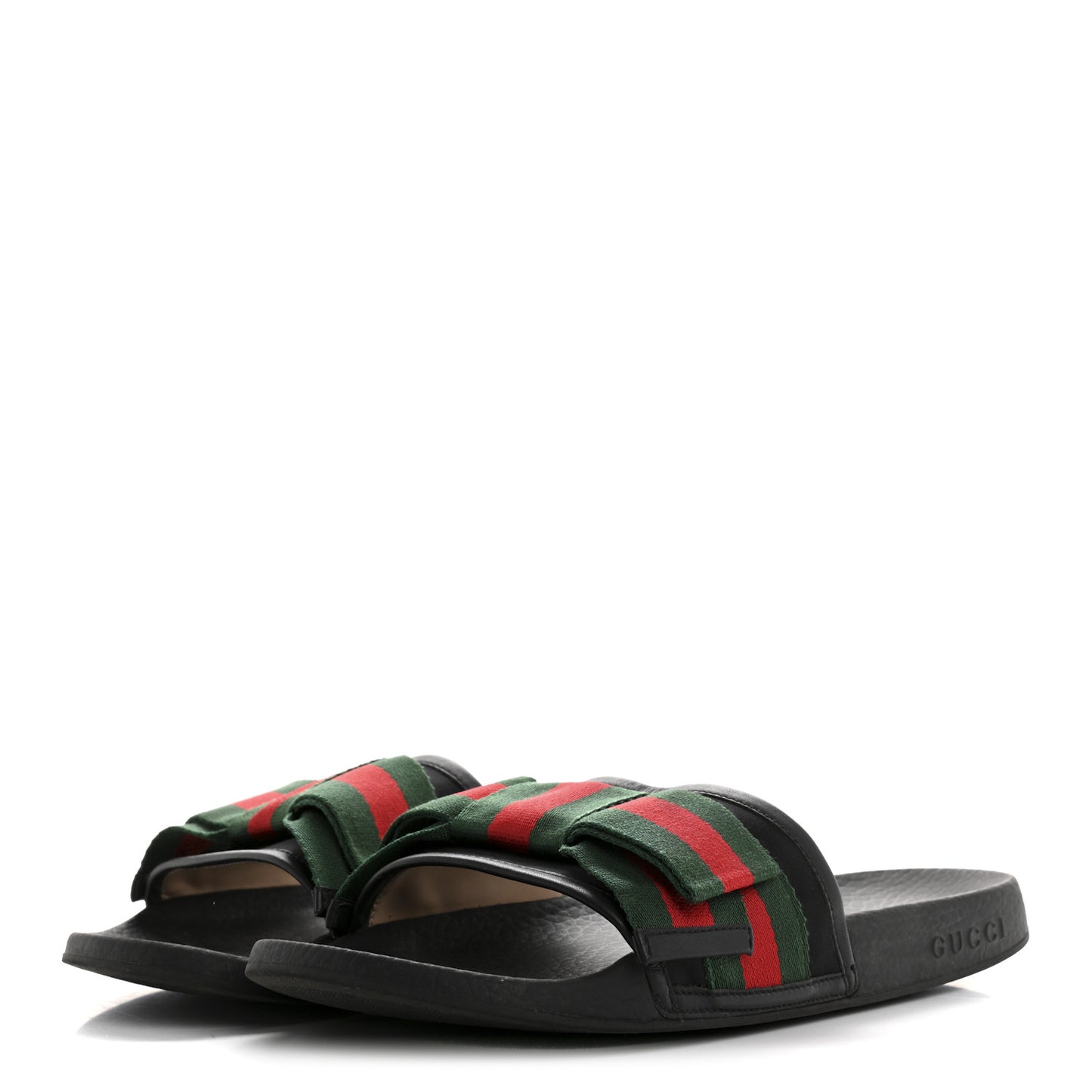Satin Web Bow Slide Sandals Black
