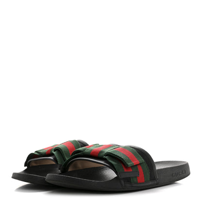 Gucci Satin Web Bow Slide Sandals Black 4 of 10