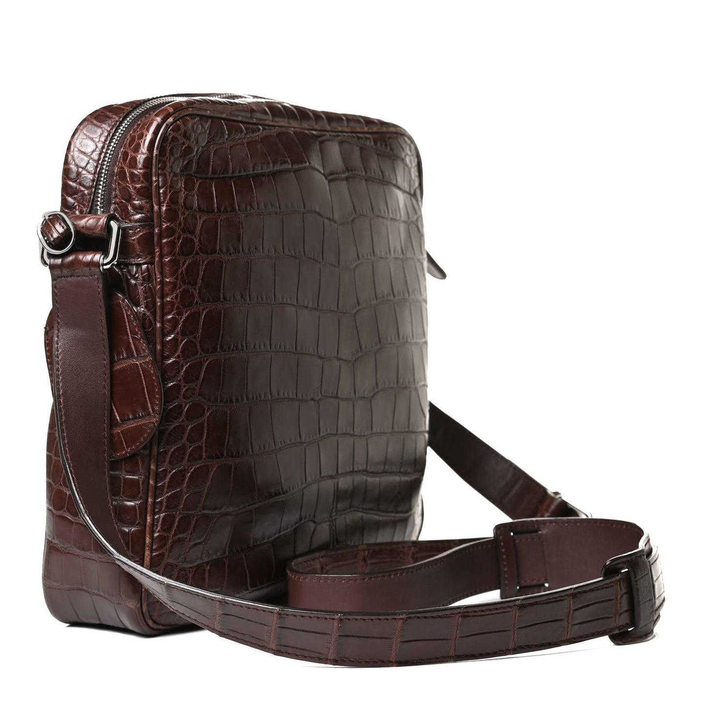 Crocodile Medium Messenger Bag Brown