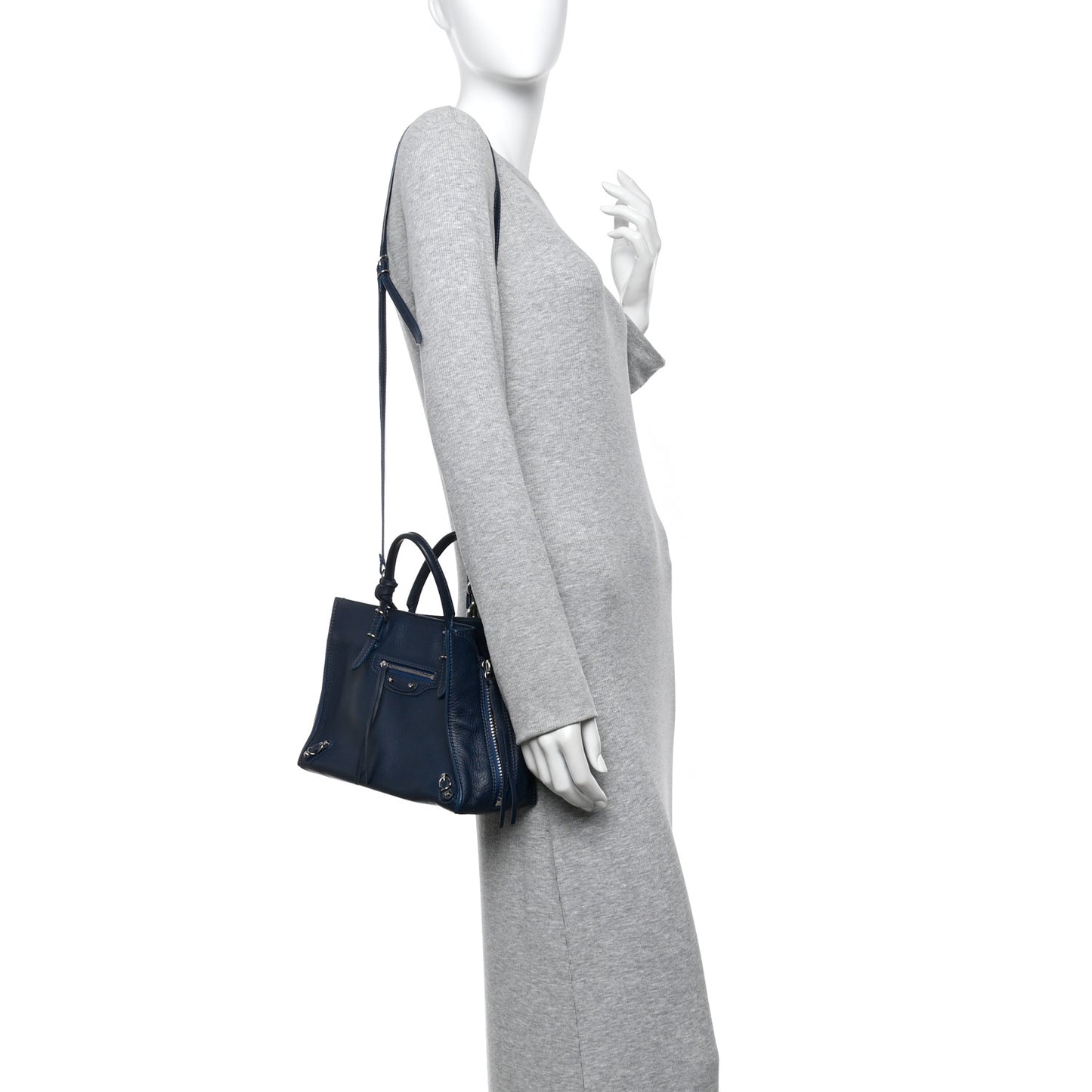 Veau Papier A6 Zip Around Tote Bleu Profond