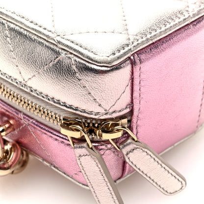 Chanel Gradient Metallic Lambskin Quilted Like A Wallet Clutch With Chain Gold Pink 9 of 10