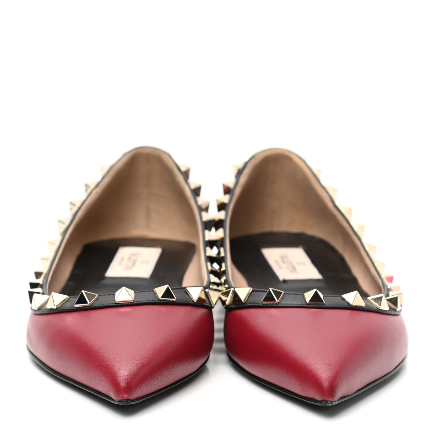 Nappa Rockstud Ballerina Flats 35 Scarlet Black