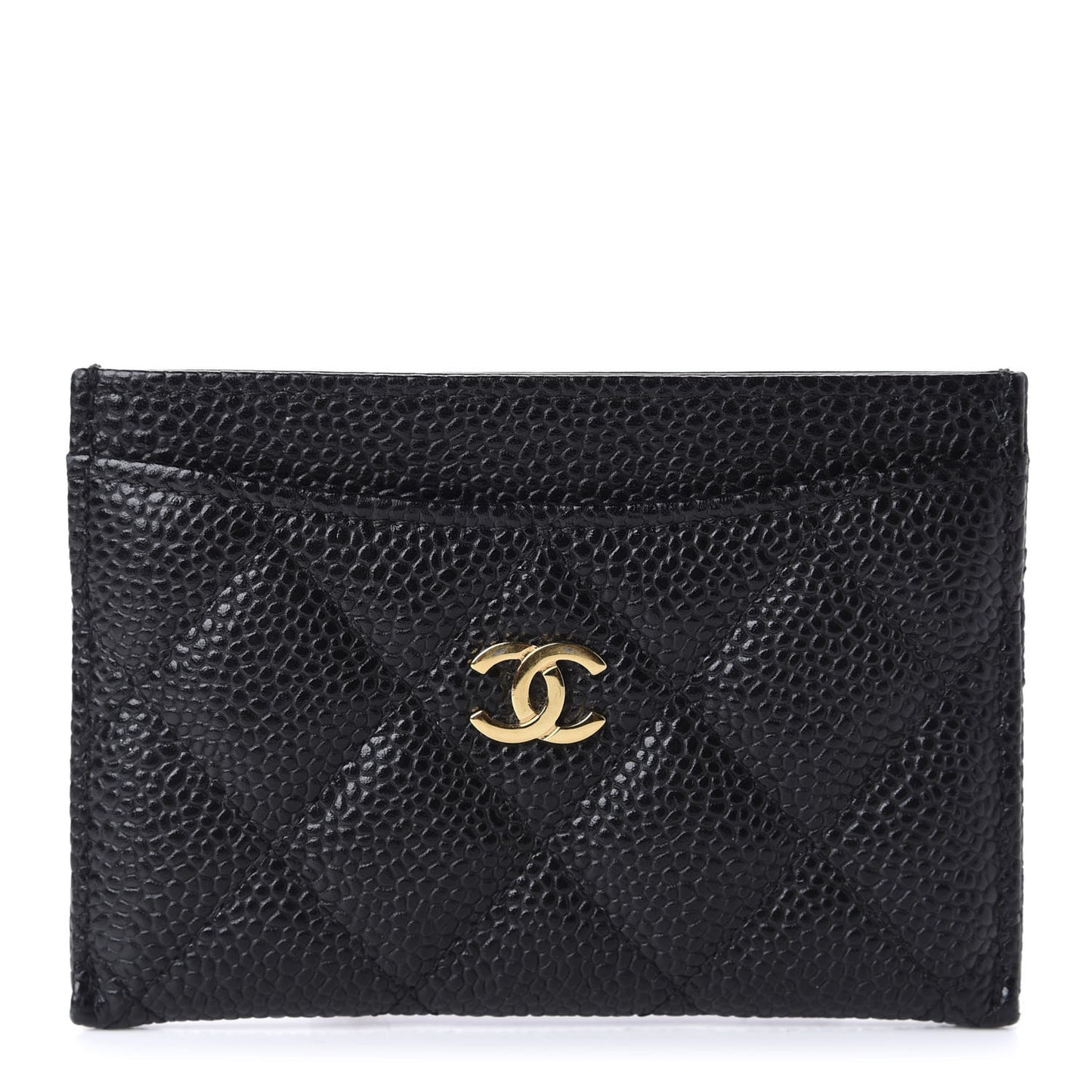 Caviar Quilted Card Holder Black