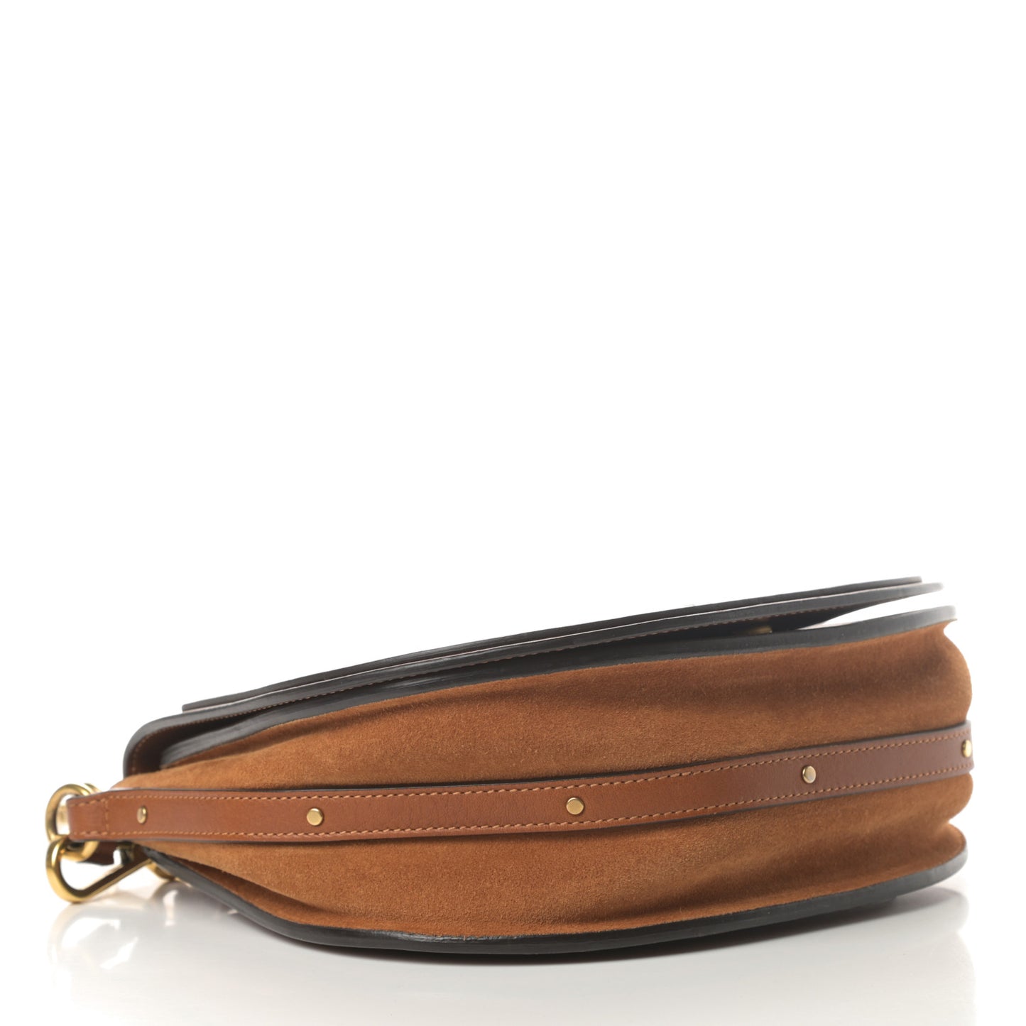 Calfskin Suede Medium Nile Bracelet Bag Caramel