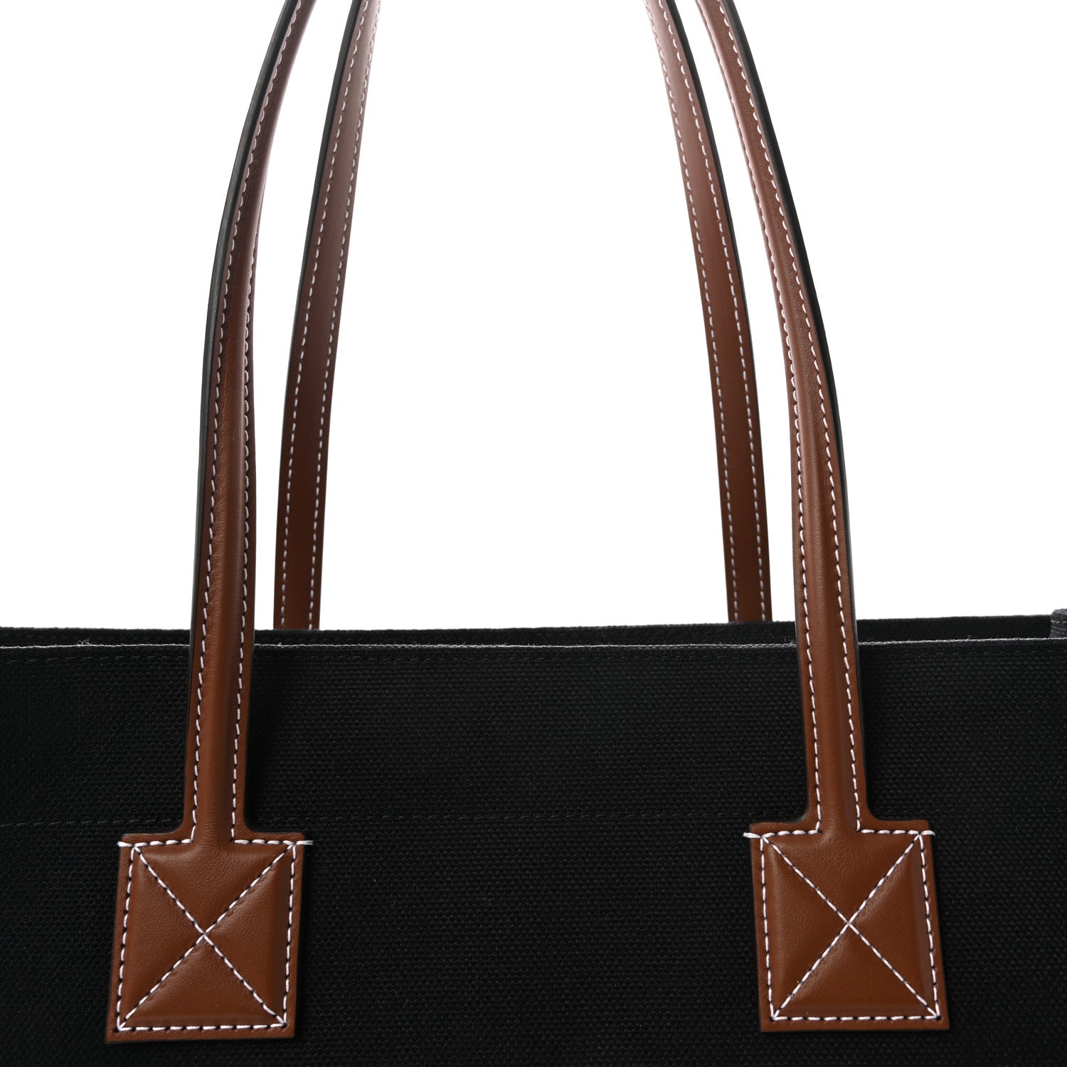 Burberry Canvas Smooth Calfskin Medium Two Tone Freya Tote Black Tan 7 of 9