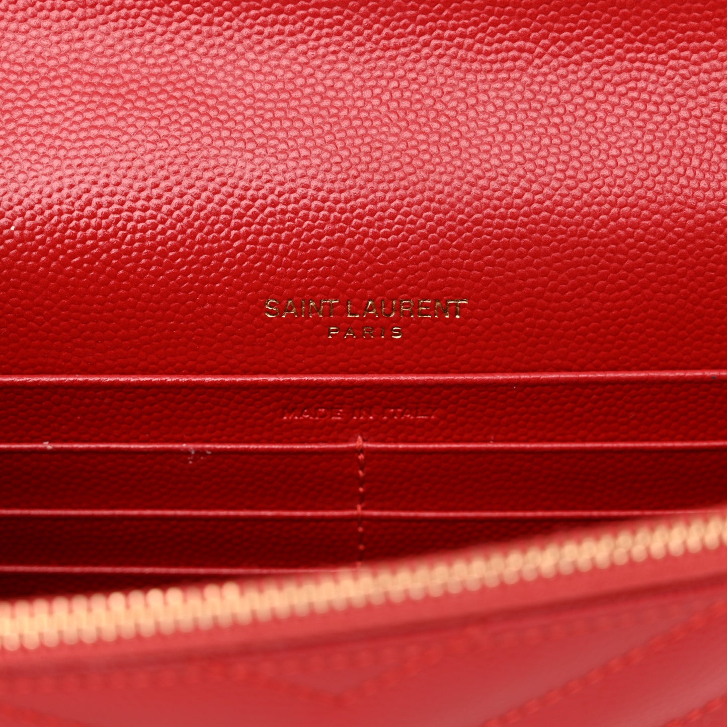 Grain De Poudre Matelasse Chevron Monogram Envelope Chain Wallet  New Red