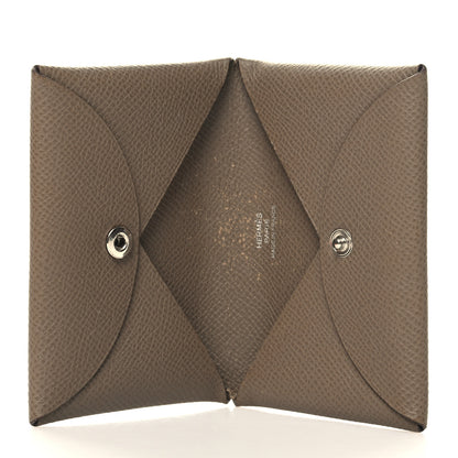 Hermes Epsom Calvi Card Case Etoupe 5 of 11