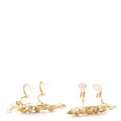 Chanel Crystal Sparkling Wheat CC Clip On Earrings Gold 3 of 5