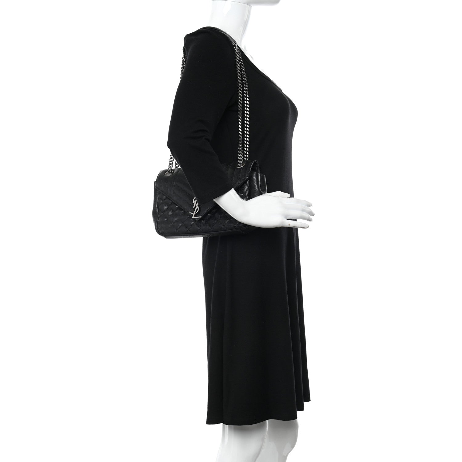 Saint Laurent Sheepskin Tri-Quilt Monogram Medium College Bag Black 2 of 11
