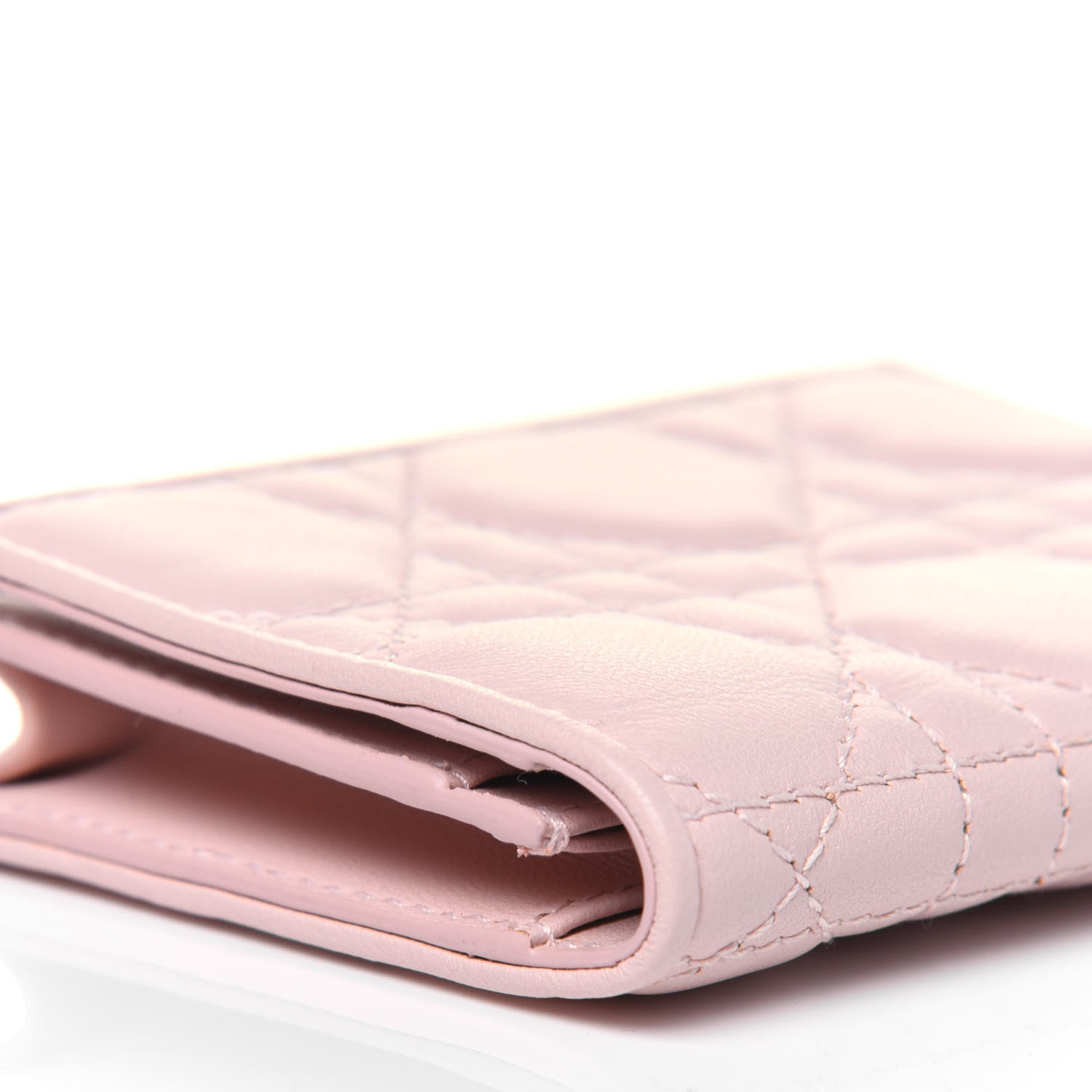 Christian Dior Lambskin Cannage Small Lady Dior Flap Card Holder Light Pink 11 of 13