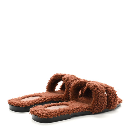 Hermes Woolskin Oran Sandals 40 Cognac 4 of 8