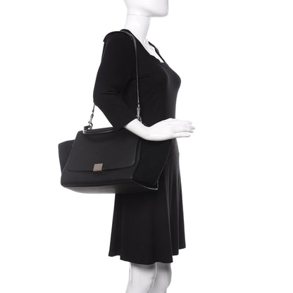 Celine Drummed Calfskin Suede Medium Trapeze Black 2 of 9