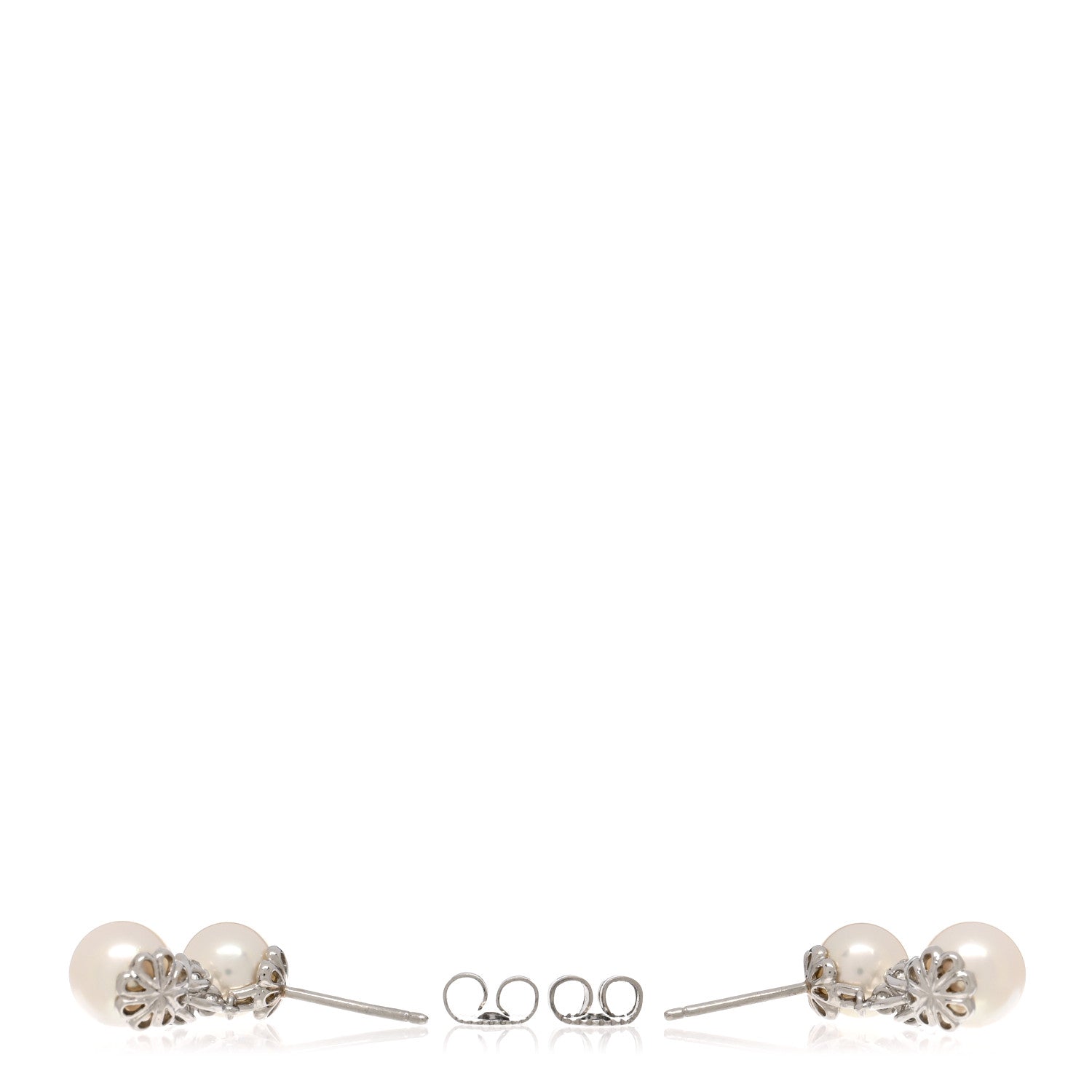 Tiffany Platinum Diamond Akoya Pearl 7-8mm Aria Drop Earrings 4 of 5