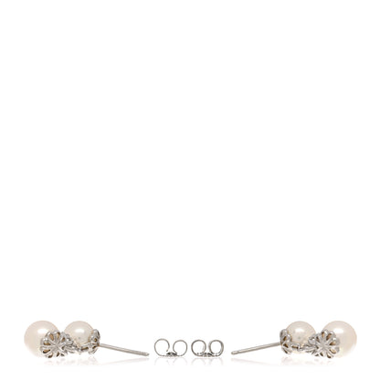 Tiffany Platinum Diamond Akoya Pearl 7-8mm Aria Drop Earrings 4 of 5
