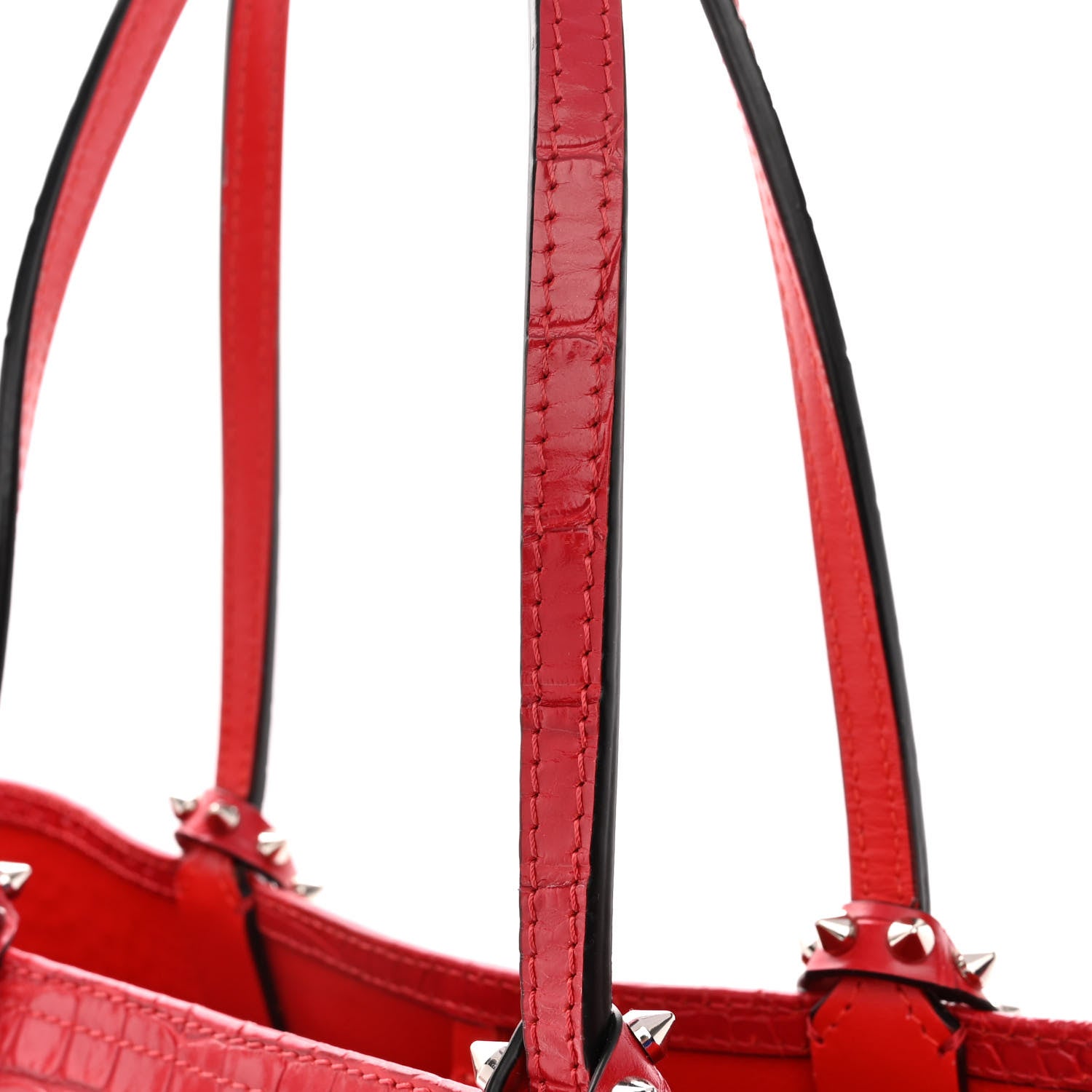 Christian Louboutin Calfskin Crocodile Embossed Spikes East West Cabata Tote 13 of 14