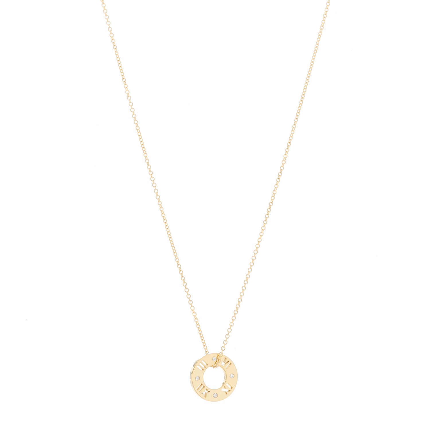 Tiffany 18K Yellow Gold Diamond Atlas Pierced Pendant Necklace 1 of 5