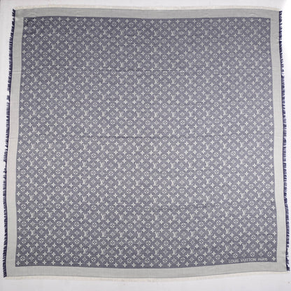 Louis Vuitton Silk Wool Monogram Denim Shawl Blue 3 of 5
