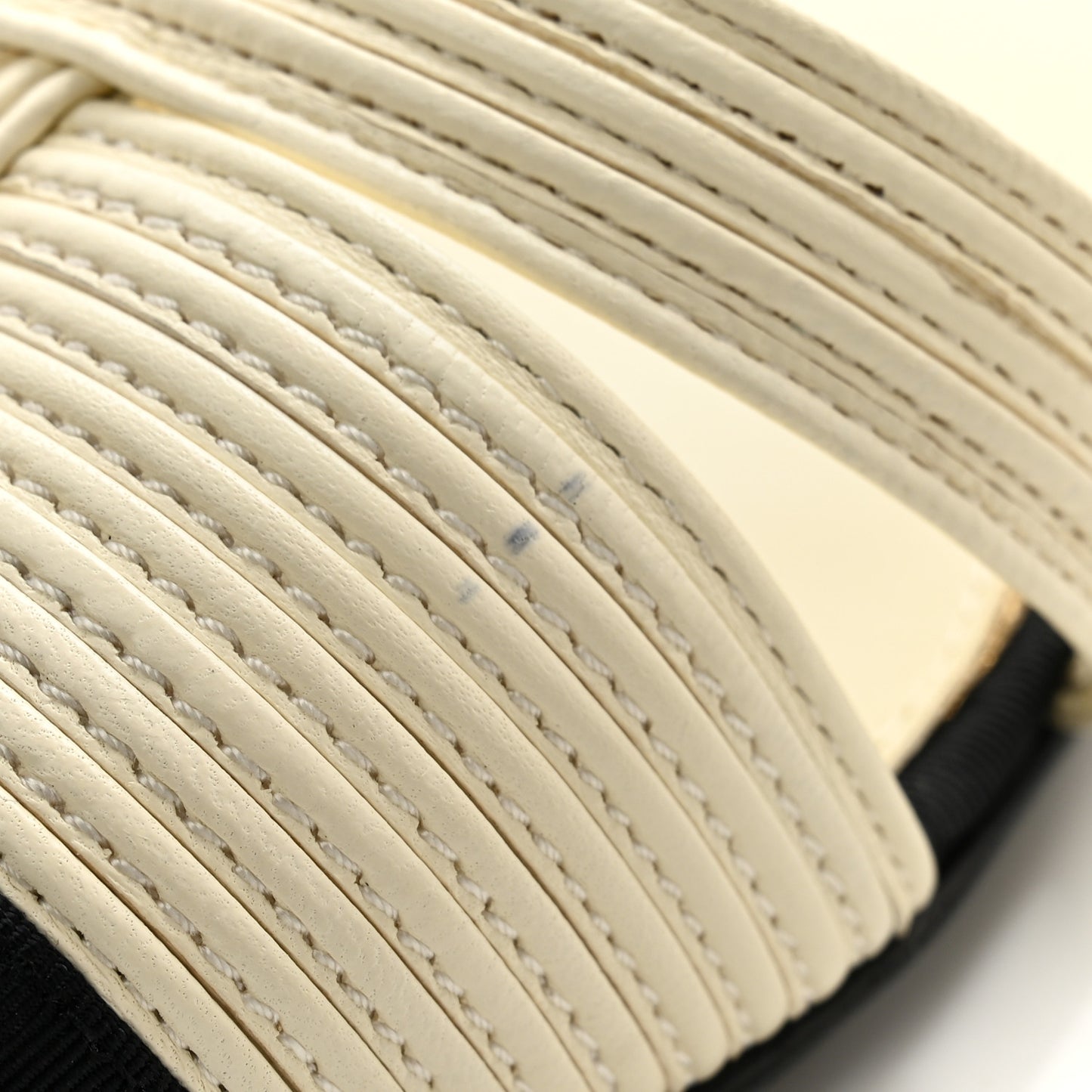 Lambskin Grosgrain Open Sandals 36.5 Ivory Black