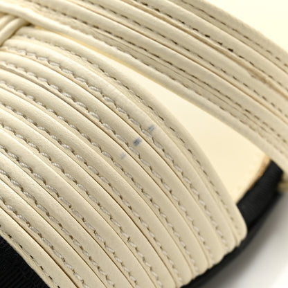 Chanel Lambskin Grosgrain Open Sandals 36.5 Ivory Black 10 of 11