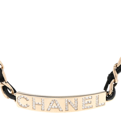 Chanel Metal Lambskin Crystal Sergeant Chanel Choker Necklace Black Gold 4 of 6